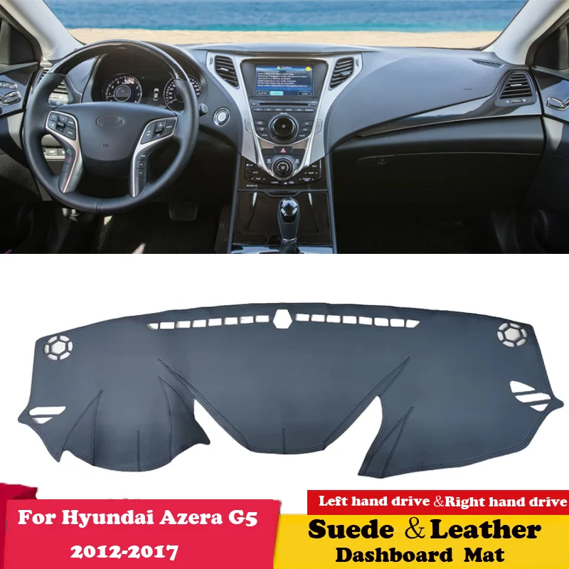 For-Hyundai-Azera-G5-2012-2013-2014-2015-2017-Suede-Leather-Dashmat ...