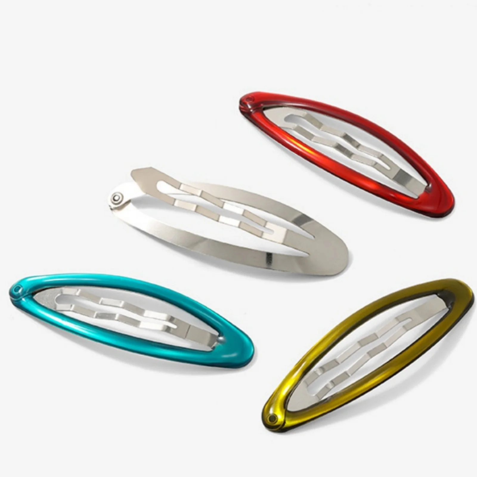 6PCS Solid Color Oil - Drip Hollow Oval Hairpins, Korean Blogger Style, Chic Side Clips for Bangs & Hair Styling