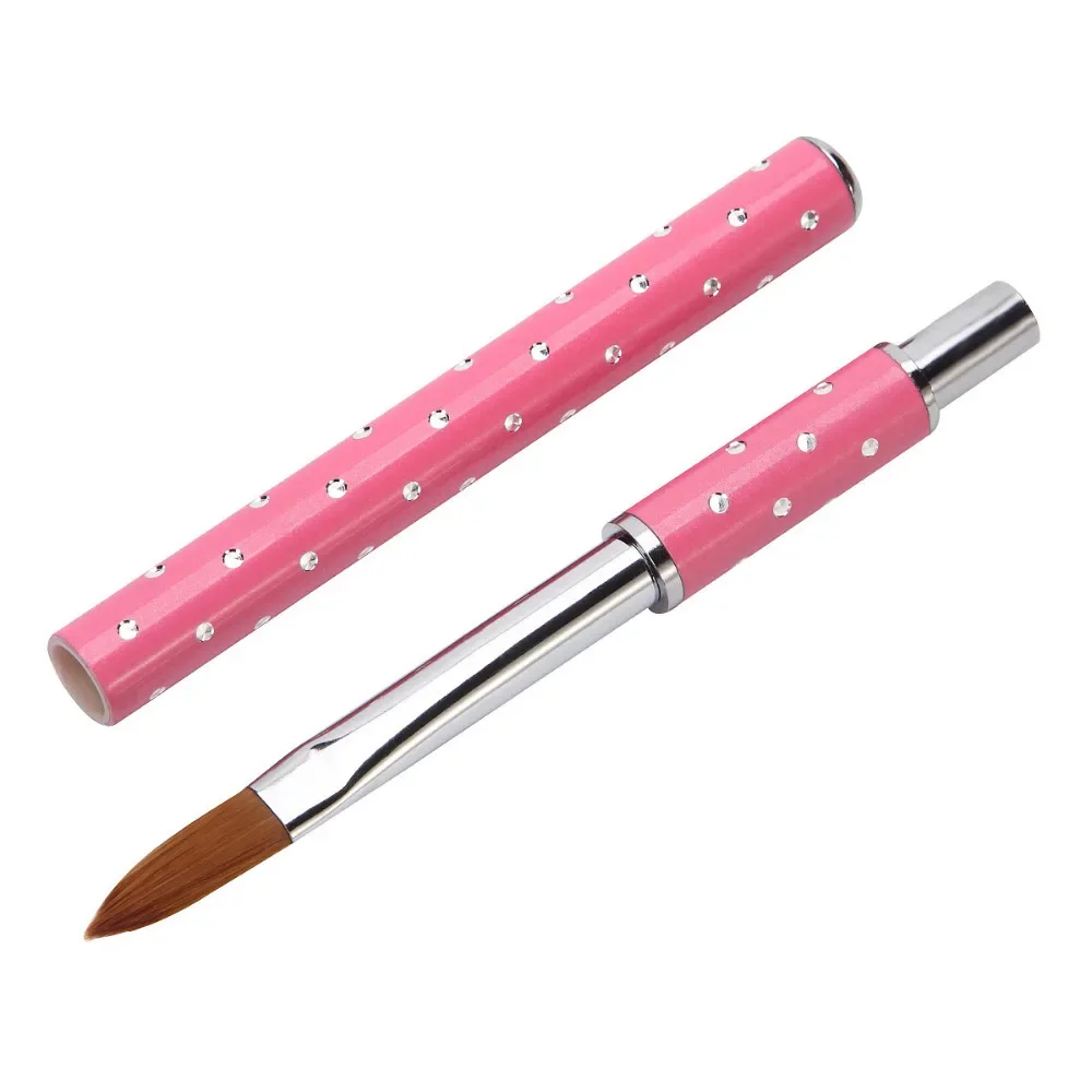 5 Sizes Nail Art UV Gel Carving Pen Nail Brush For Acrylic Liquid Powder Nail Beauty DIY Brushes Pink Rhinestones Rod 5