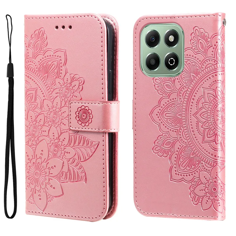 Retro Totem Sunflower Wallet Leather Phone Case with Magnetic Flip and Card Holder