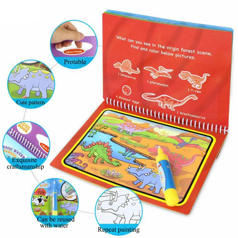 Magic Reusable Kids Water Drawing Book  Children Books Paint Magic Water -  Hot Magic - Aliexpress