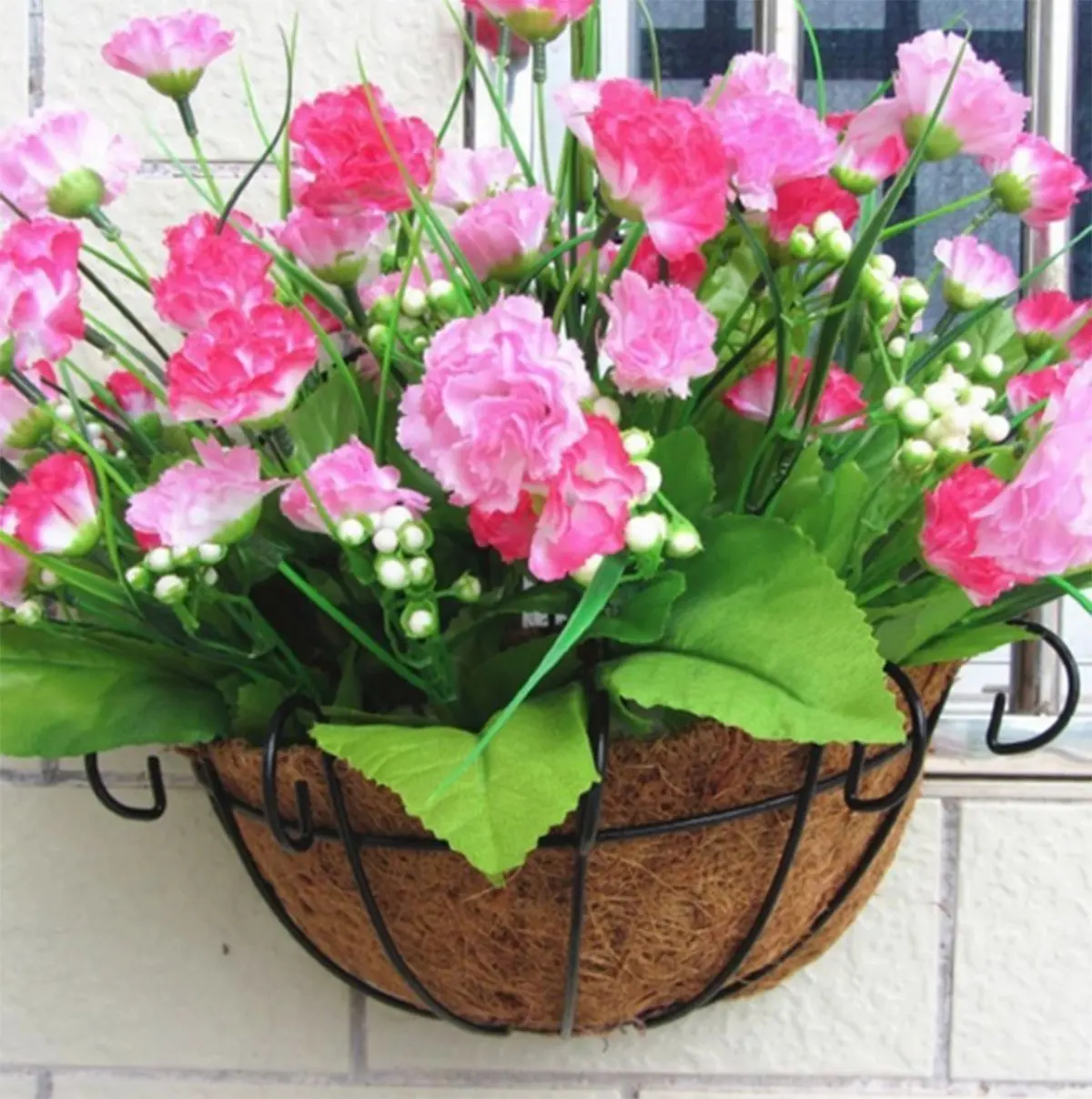 Metall Wandbehang Plante Korb mit Coco Liner runden Draht Pflanzen halter hängen Korb Pflanzen Blumengarten Topf für Wohnkultur – Detail 7