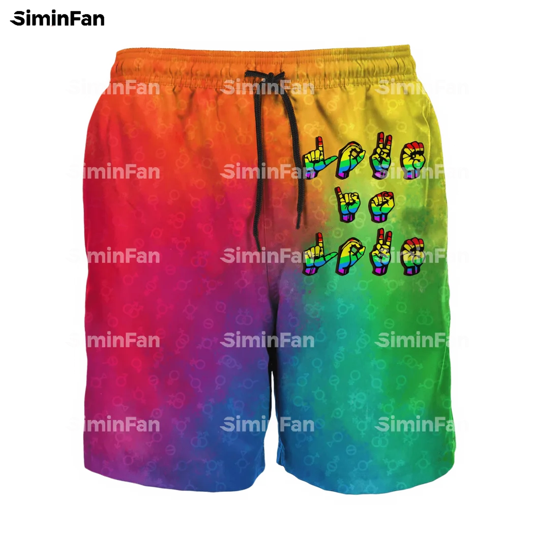 

Love LGBT Pride Rainbow 3D Full Print Men Hawaiian Board Shorts Male Summer Trouser Casual Beach Pant Unisex Harajuku Streetwear