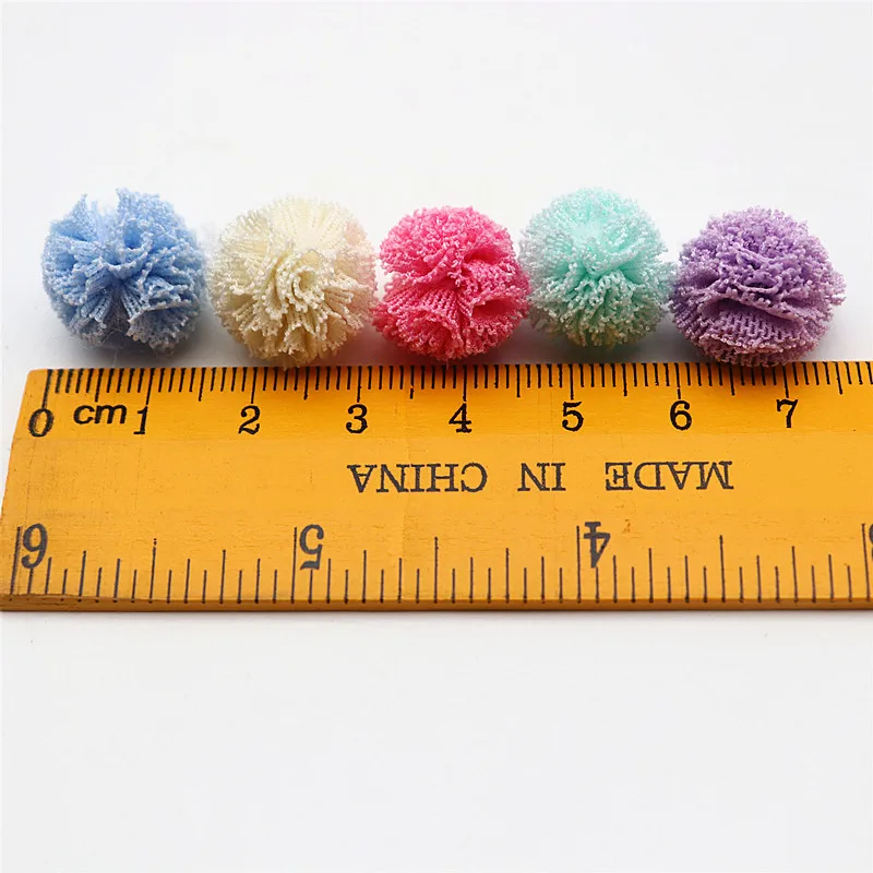 Color Lace Chiffon Ball DIY Children Clothes Hat Craft Handmade Baby Headdress Decoration Materials Craft Supplies 60-120 Pieces