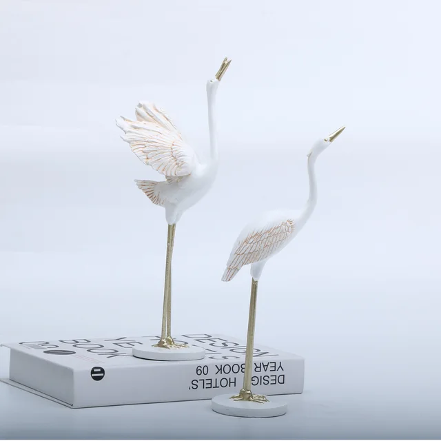 2 ピース/セットモダンな白鳥のハイエンド手工芸品の像の装飾、リビングルームのワインキャビネット、感謝祭のギフト、クリスマスの装飾 2 ピース⁄セットモダンな白鳥のハイエンド手工芸品の像の装飾、リビング