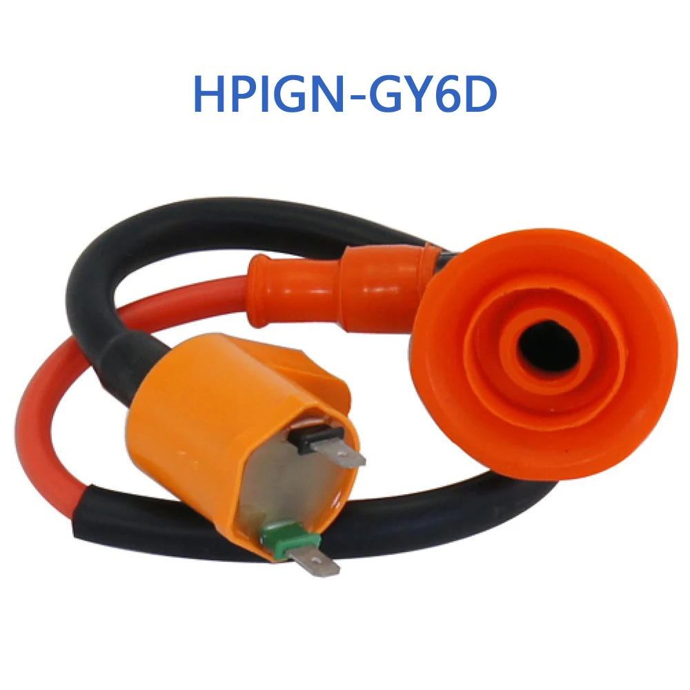 HPIGN-GY6D GY6 Racing Ignition Coil + Spark Plug Cap For GY6 50cc 4 Stroke Chinese Scooter Moped 1P39QMB Engine