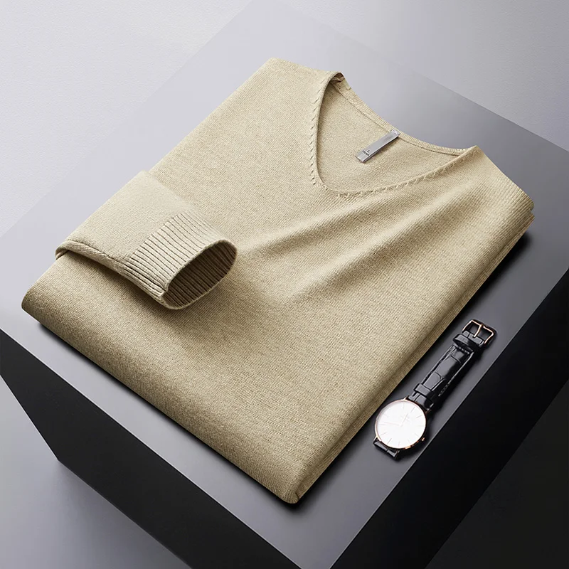 Autumn wintervcollar sweater men's stretch comfortable warm cold-resistant top fashion casual pure color all-matching sweater 2