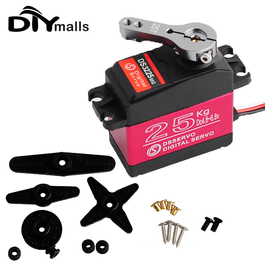 DS3225 Servo 25 kg RC Digital Servo Vollmetallgetriebe mit 25T Servo Hornarm 180 270 Grad für DIY Baja Auto RC Roboterarm – Detail 1