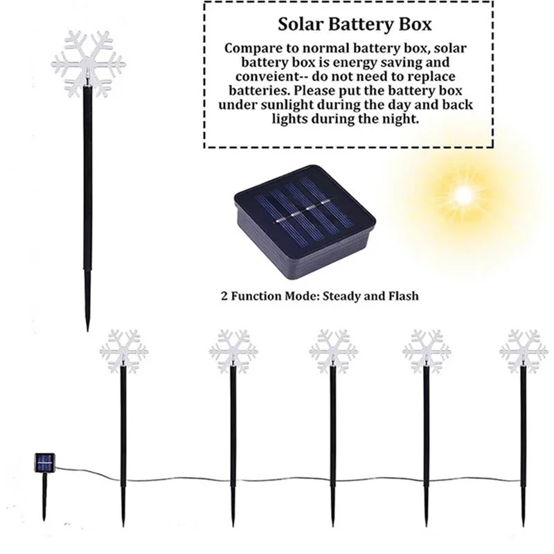 

Christmas Decoration Lights Snowflakes Bells Outdoor Waterproof Garden Lights Solar Lights For Pathway Lawn Yard Patio Decor