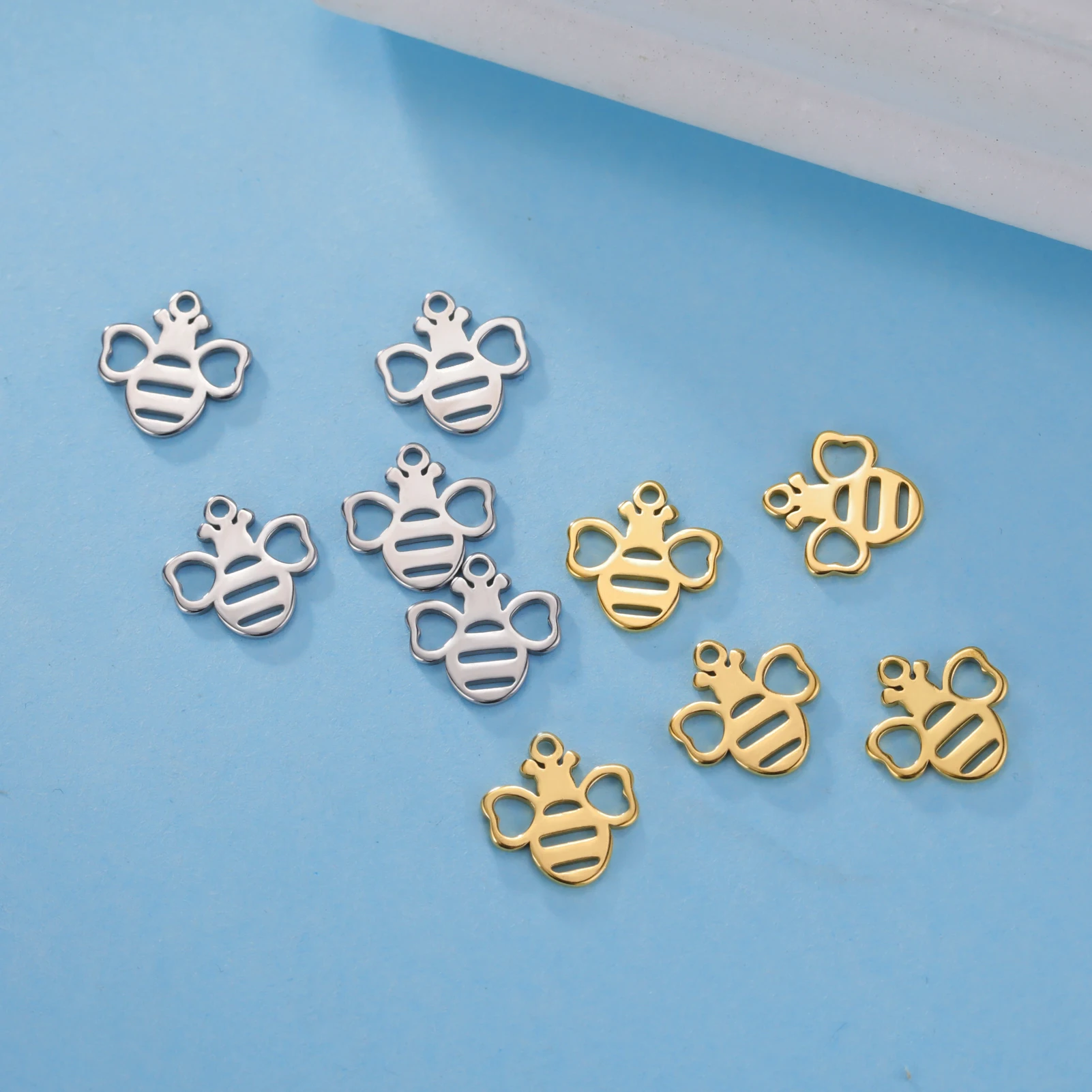 5pcs Animal Stainless Steel Charms Cat Butterfly Paw Dragonfly Fish Tail DIY Pendant Necklace Jewelry Making Accessories