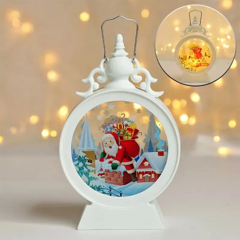 1pc Christmas Round Night Light Desktop Electronic Candlestick Light Holiday Window Decor Ornament Battery Powered (No Plug)