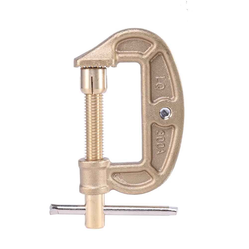 300A Ground Clamp High Power Brass Welding Electrode Holder G-shaped Ground Welding Earth Clamp Replacement Welder Machine Tools