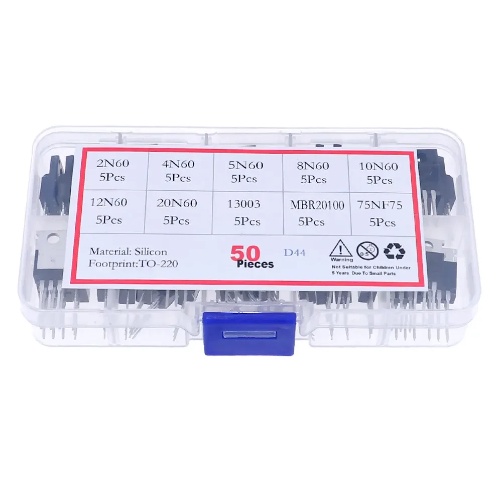 50Pcs-10Value-TO-220-Mosfet-Field-Effect-Transistor-Kit-IRF3205-IRFZ44 ...