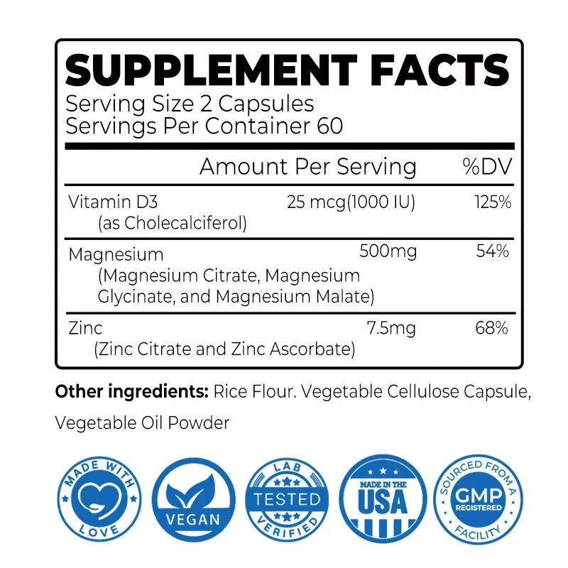 Magnesium Glycinate 500mg-Supports Muscle, Nerve, Joint and Heart Health, Promotes Deep Sleep