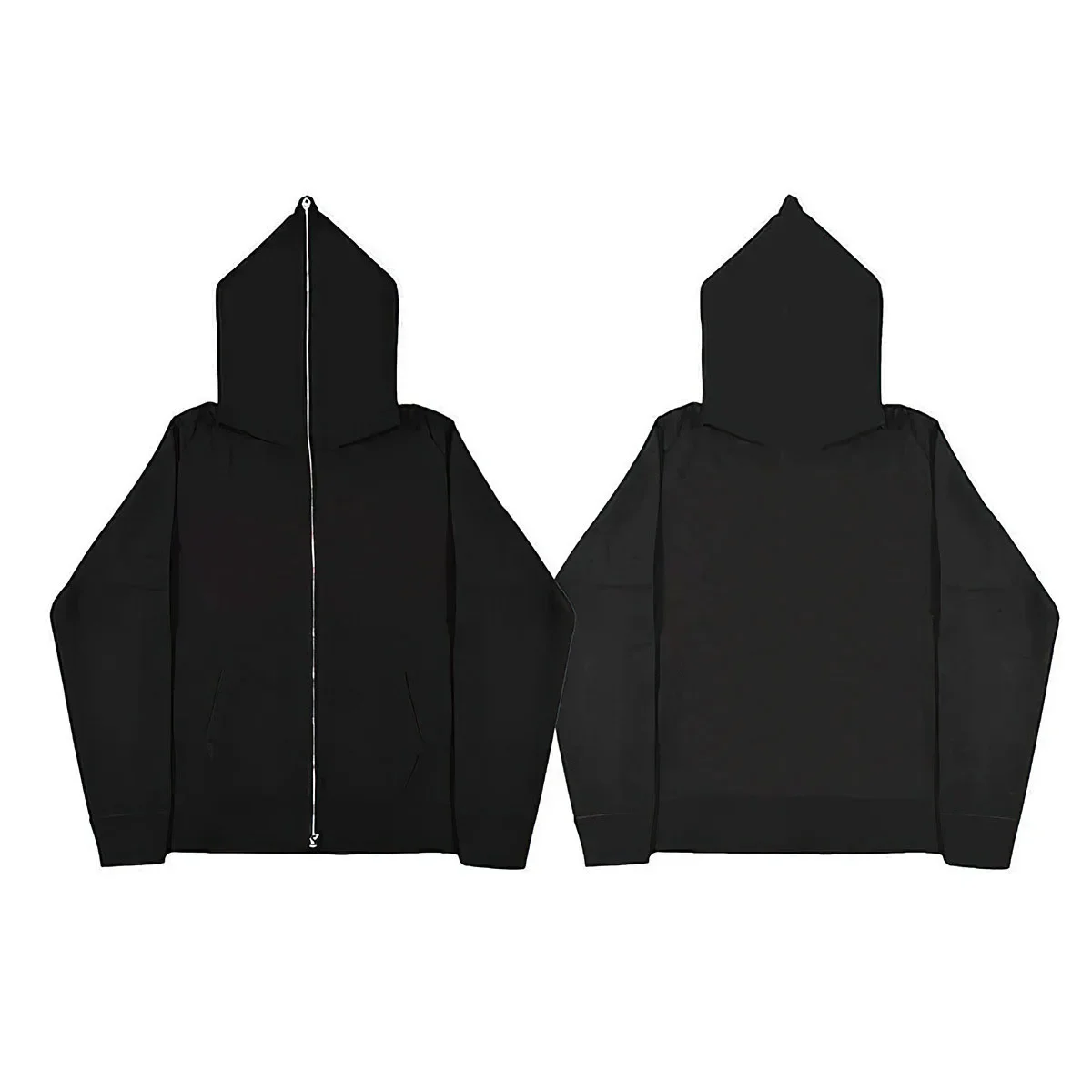 Blank Full Zipper Retro Couple Hip Hop Hoodies&Sweatshirt Loose Oversized Harajuk High Street Men's Women's Streetwear Coat 2
