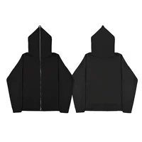 Blank Full Zipper Retro Couple Hip Hop Hoodies&Sweatshirt Loose Oversized Harajuk High Street Men's Women's Streetwear Coat 2