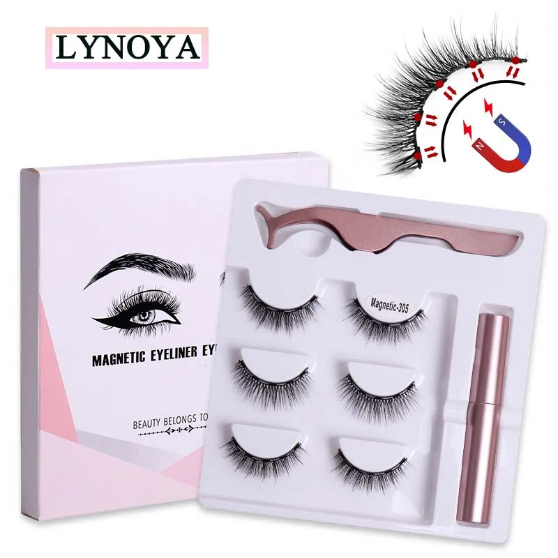 Eyelashes with Eyeliner Natural Lashes Kit with Applicator 8D