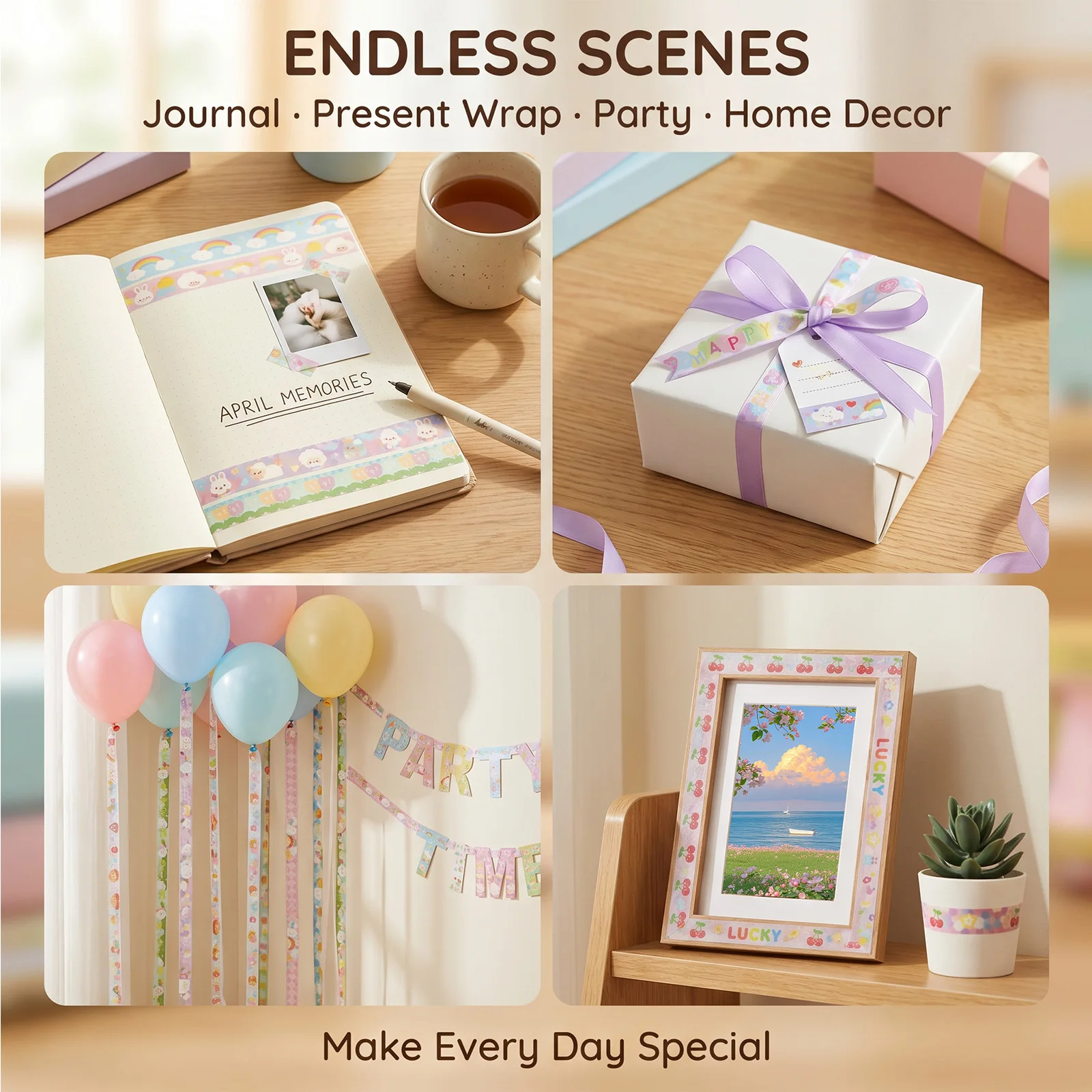 Washi 테이프 세트 종이 DIY 장식 공예 선물 장식 학생 문구 용품을위한 스크랩북 마스킹 스티커
