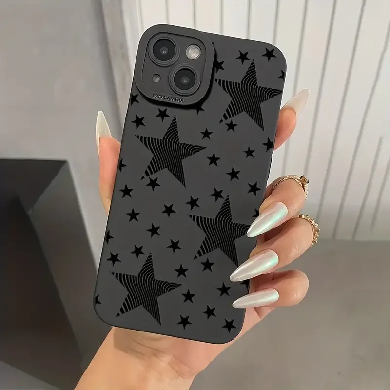 thumbnail image 1 of Funda protectora para teléfono con estrella de cinco puntas para iPhone 16 15 Pro Max 14 13 12 11 XS XR X 7 8 Plus SE 2020 Mini funda suave a prueba de golpes, 1 of 5