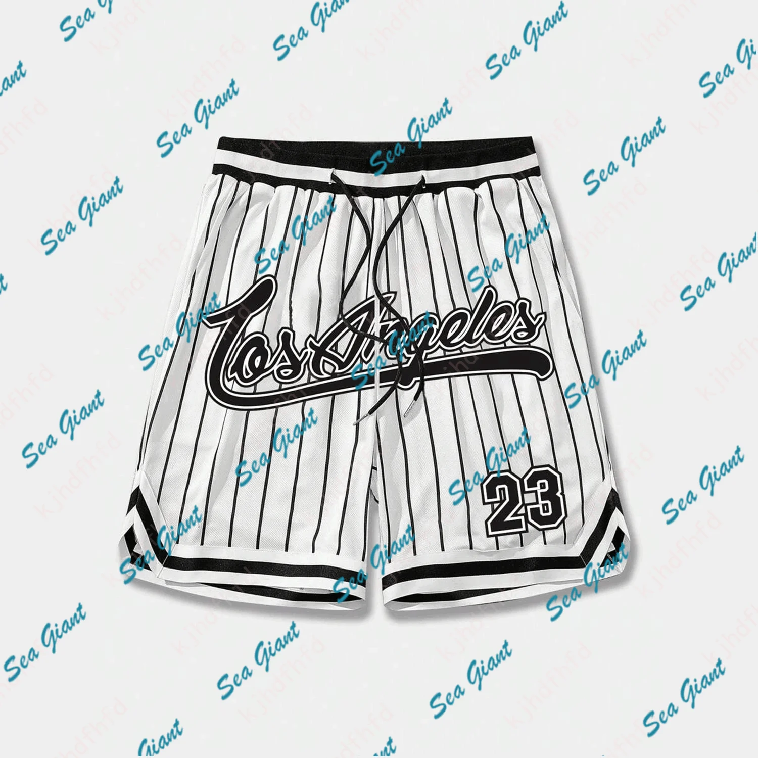 Striped And Letter Printed Drawstring Waist Mesh Basketball Shorts Absorb Sweat Outdoors Exercise Fashion Adult&Kid Shorts