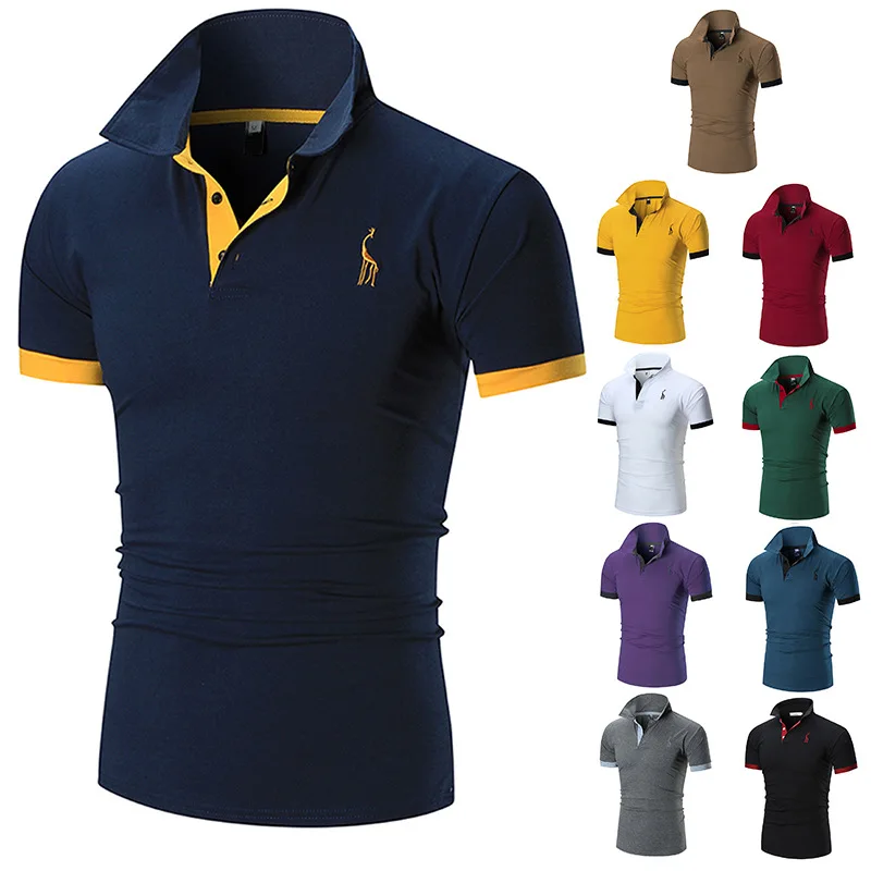 

New Polo Shirt Men Summer Stritching Men's Shorts Sleeve Polo Business Casual Contrast Color Men Polos Shirt Tee Brand Clothes