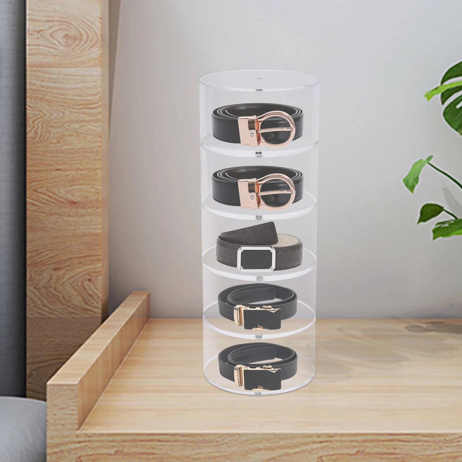 5 Layer Acrylic Belt Organizer|Multi-Layer Countertop Showcase for Retail Shop|Home Office Desktop Display Rack