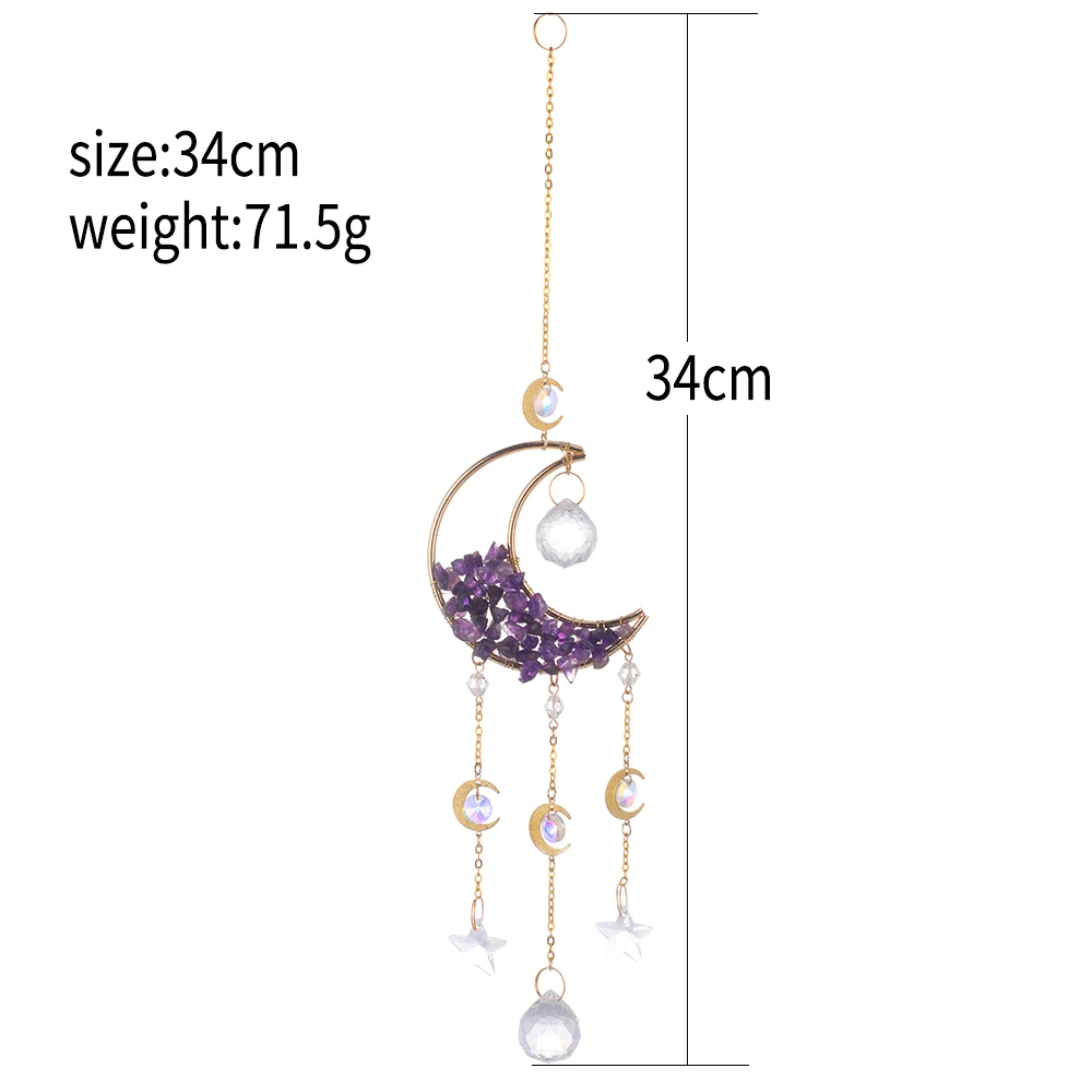 Description Picture 3 of itemNatural Moon Crystal Suncatcher Ornament With Colorful Prism Pendant For Garden Patio Porch Balcony Window Home Decoration Gift