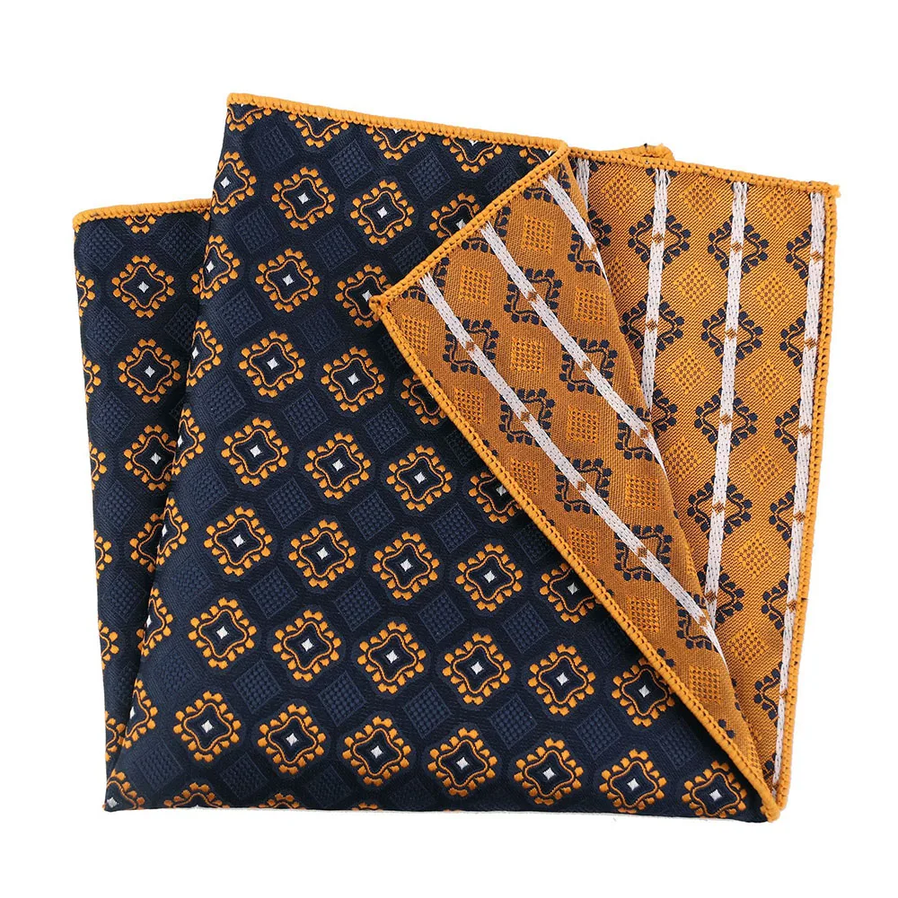 Pocket Square Silk Jacquard Woven Red Orange Handkerchief Fashion Men Suit Pocket Hanly Wedding Business Party Suit Set Handker