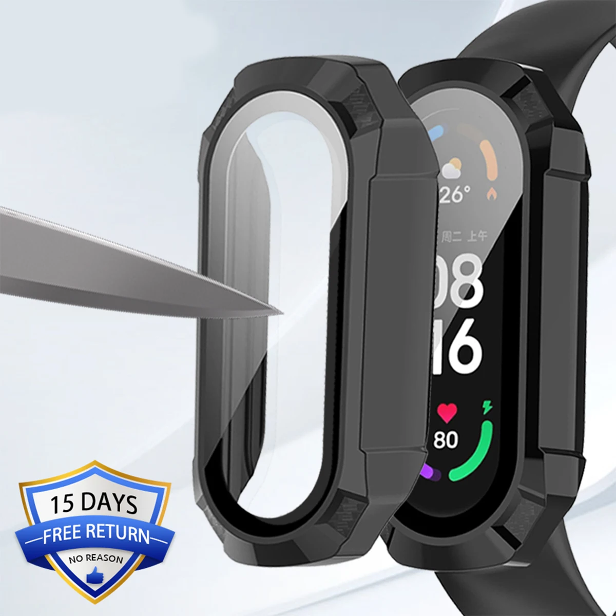 BBZ Mi band 7 pro Custodia, pellicola protettiva in vetro + cornice in