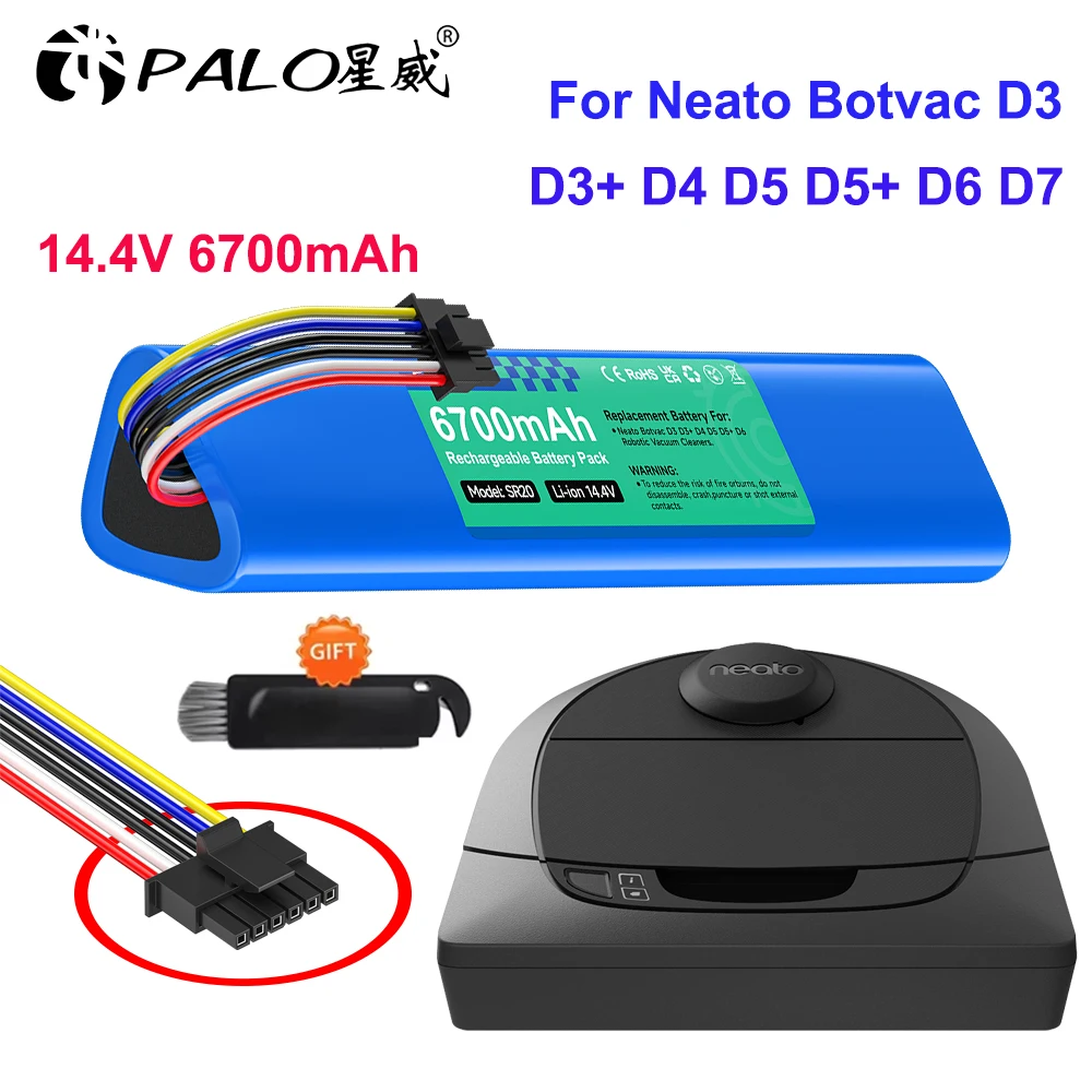 6800 mAh reservebatterij voor Neato Botvac Connected D3 D4 D5 D6 D7 D3 D5 , Neato Botvac D301 D303 D502 D701 D702 D703 D705 stofzuiger robot