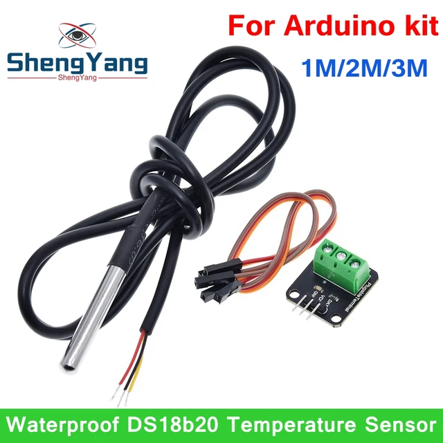 Temperature Sensor, DS18B20 Water Temperature Sensor Transducer Module with  Waterproof Probe for Soil Temperature Detection,Hot Water Tank Temperature