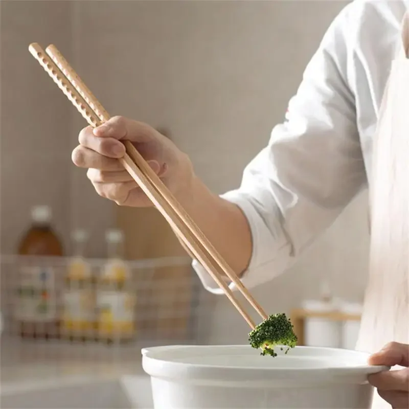

Long Wooden Chopsticks Noodles Cooking Frying Chopsticks Non-slip Beech Wooden Reusable Extended Polished Kitchen Cooking Tools