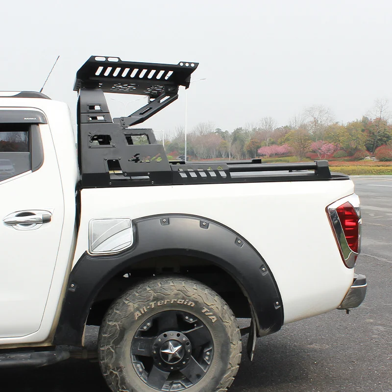 

4x4 пикап из углеродистой стали, багажная козловая рулонная планка, поворотная защита с лампой и багажником для Nissan NP300 D22 D40 D23