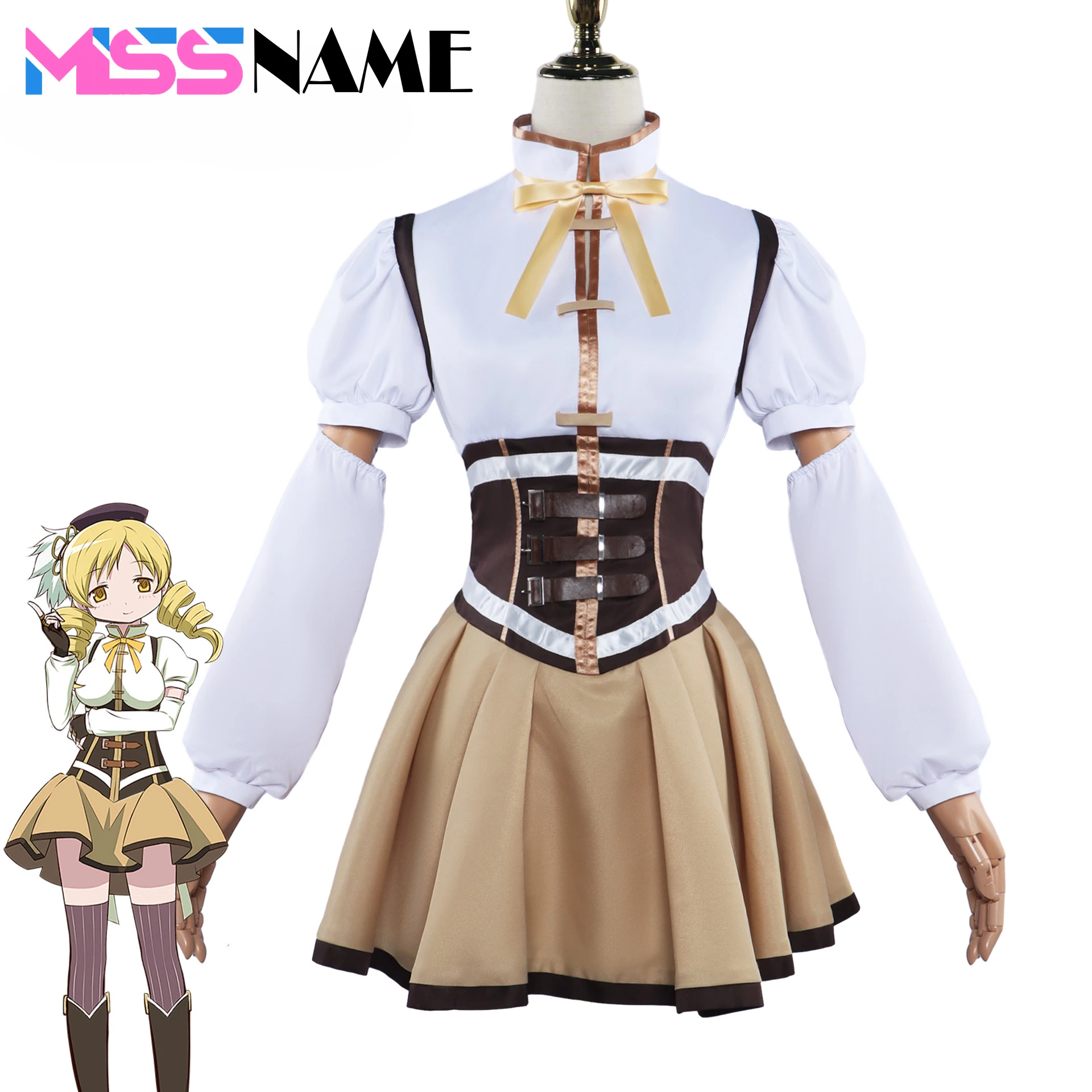

Tomoe Mami Косплей Puella Magi Madoka Magica Косплей Костюм Одежда для вечеринки ролевая игра комикс с париками грубый реквизит