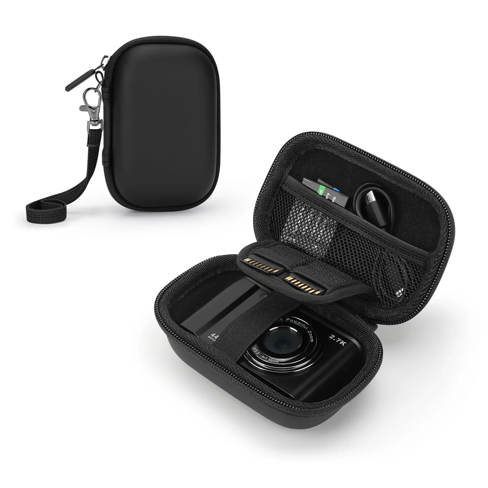 תיק מצלמה למצלמה דיגיטלית, למצלמות דיגיטליות של Samsung/Canon/Sony/Nikon, אחסון כרטיסי SD לנסיעות נשיאה חמודה בצבע ורוד