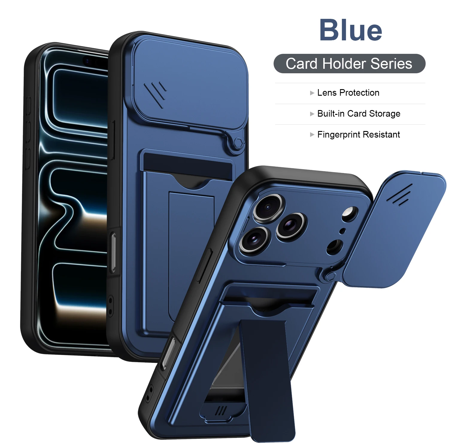 Enhanced Shockproof Card Holder Wallet Phone Case with Lens Protection