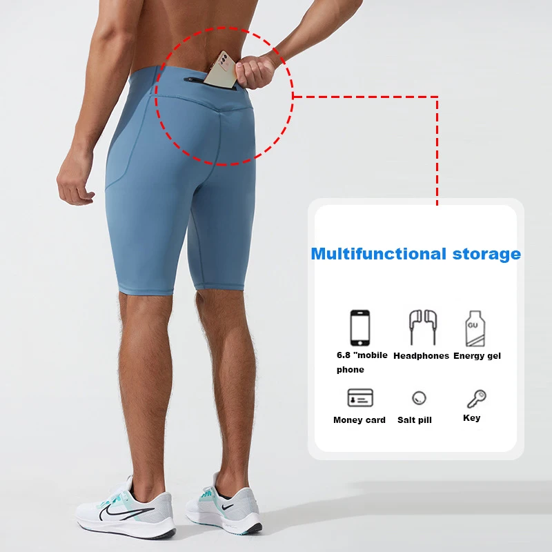 Compression Shorts Men Quick Dry Bodybuilding Tights Shorts Fitness Leggings Elastic Waist Sport Bottoms Gym Running Shorts Men 2