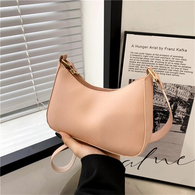 Sacs à bandoulière pour femmes, sac sous le bras, sacs à main, rétro, couleur unie, en cuir PU, sacs à bandoulière sous le bras, sacs à main décontractés pour femmes, sacs hobo 1