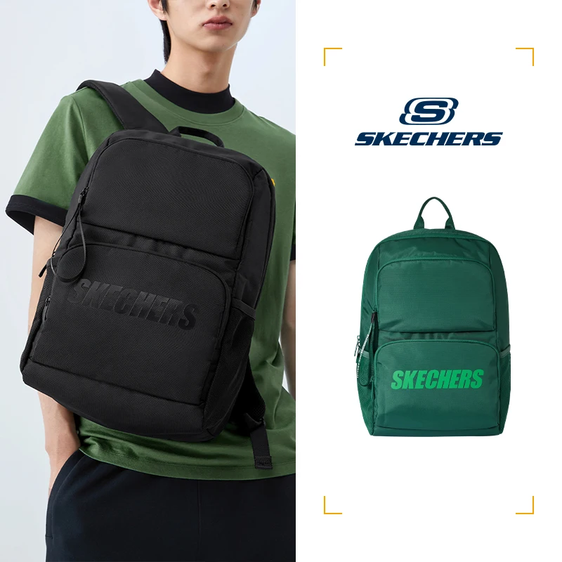 Skechers Men Women A Multi-layer Waterproof Stylish Backpack Oxford Large-capacity Simple Commuter Out-of-town Student Backpack