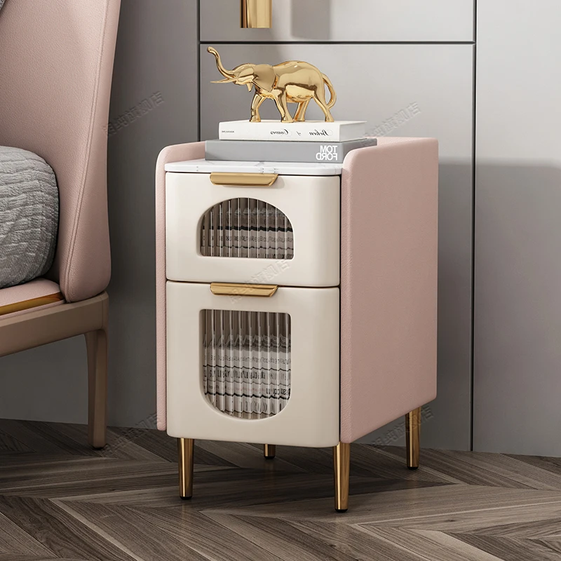 

Mini Modern Nightstands Italian Minimalist Nordic Transparent Bedside Table Narrow Small Space Table De Chevet Home Furniture
