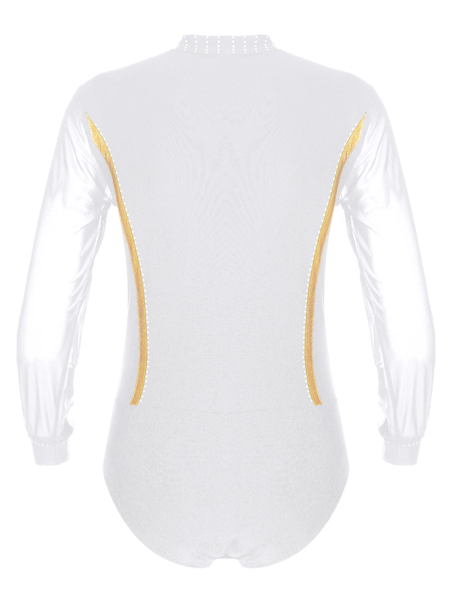 Men Long Sleeve Latin Leotard Ballroom Costume Shiny Modern Dance Shirts Leotard Bodysuit Rumba Samba Dance Performance Clothes dance dress dance shirts dance bodysuit