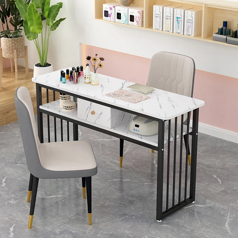 Nordic Wrought Iron Manicure Station for Commercial Furniture Nail Tables Simple Economical Upscale Professional Manicure Table