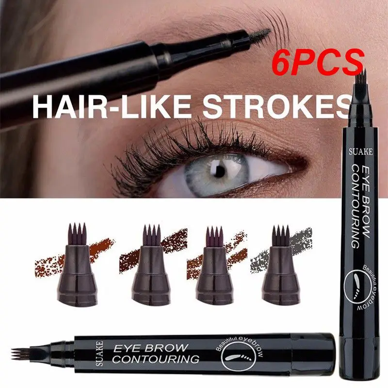 

6PCS Fork Eyebrow Pencil Microblading Eyebrow Tattoo Pen Fine Sketch Liquid Eye Brow Tint Dye Pencil Eyebrows Make Up TSLM1