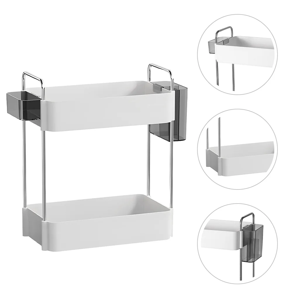 

Bathroom Countertop Organizer Double-tier Makeup Storage Rack Kitchen Worktop Spice Bottle Stand