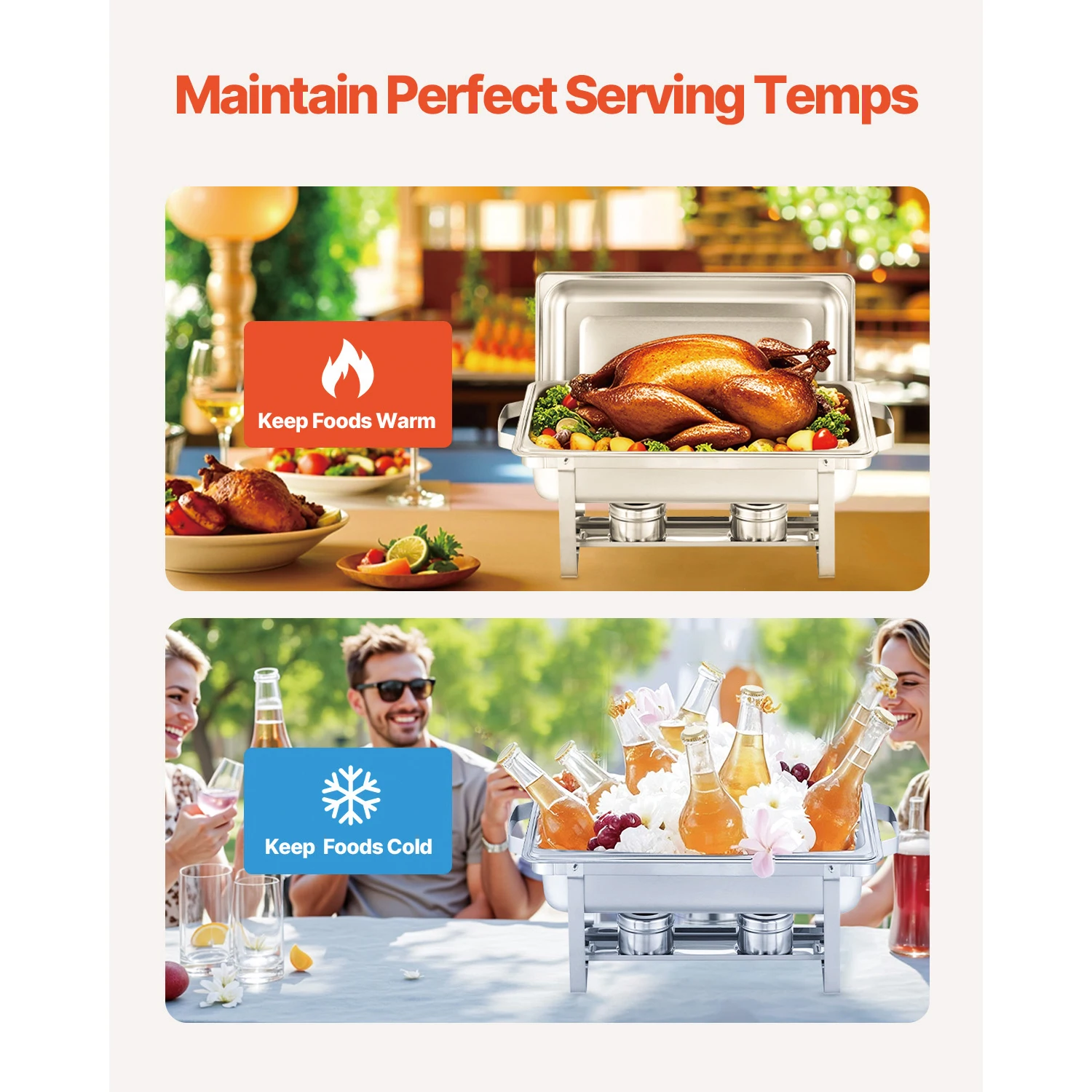 Stainless Steel Chafer Rectangle Catering Warmer Server