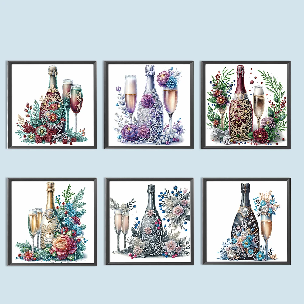 5D DIY Partial Special Shaped Drill Diamond Painting Celebrating Champagne Decor
