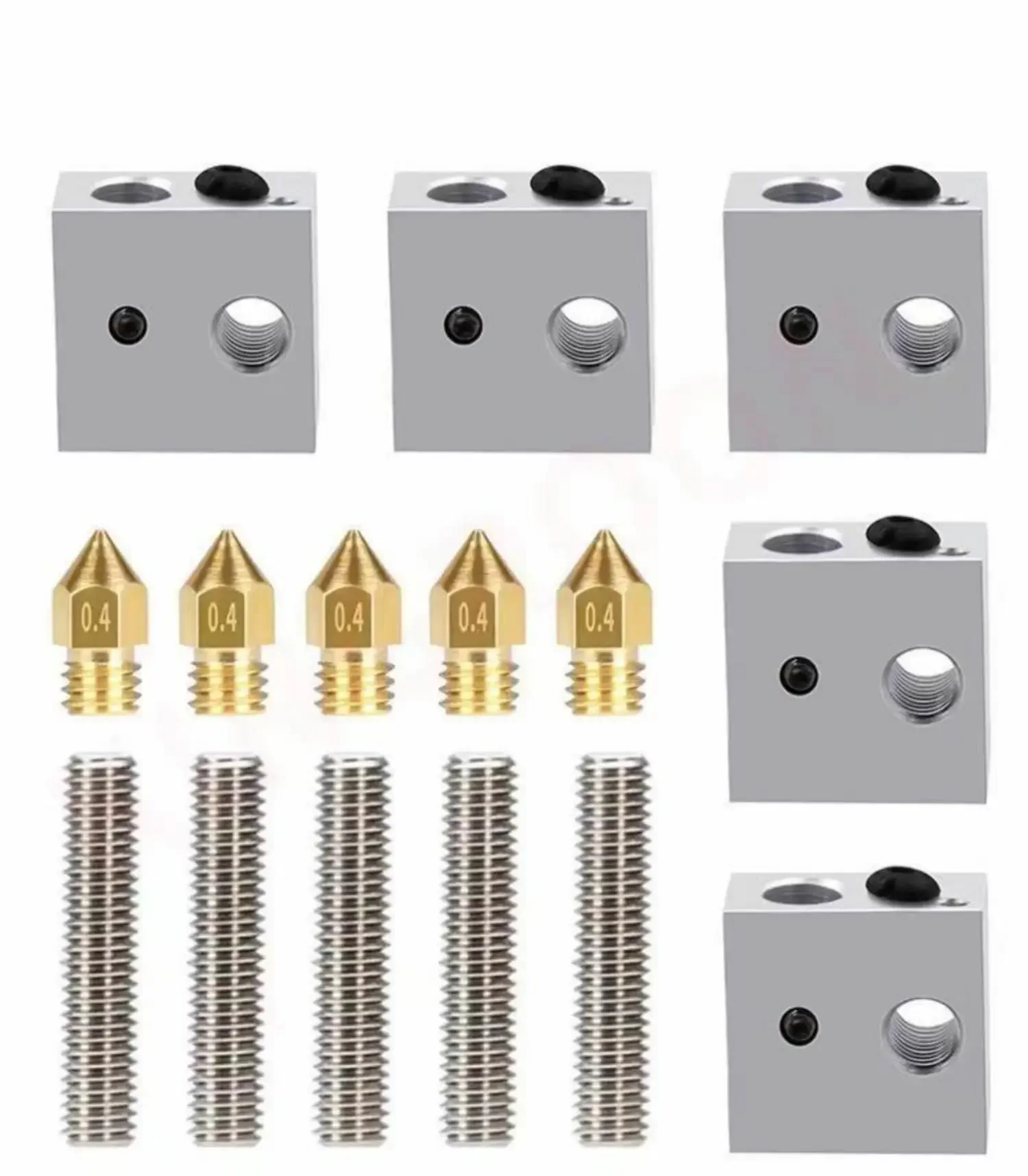 

3D Printer MK8/MK7 Extruder Nozzles Kit for 0.4mm Brass Extruder Nozzle Print Head 30mm Length Throat Tube Heater Blocks Hotend