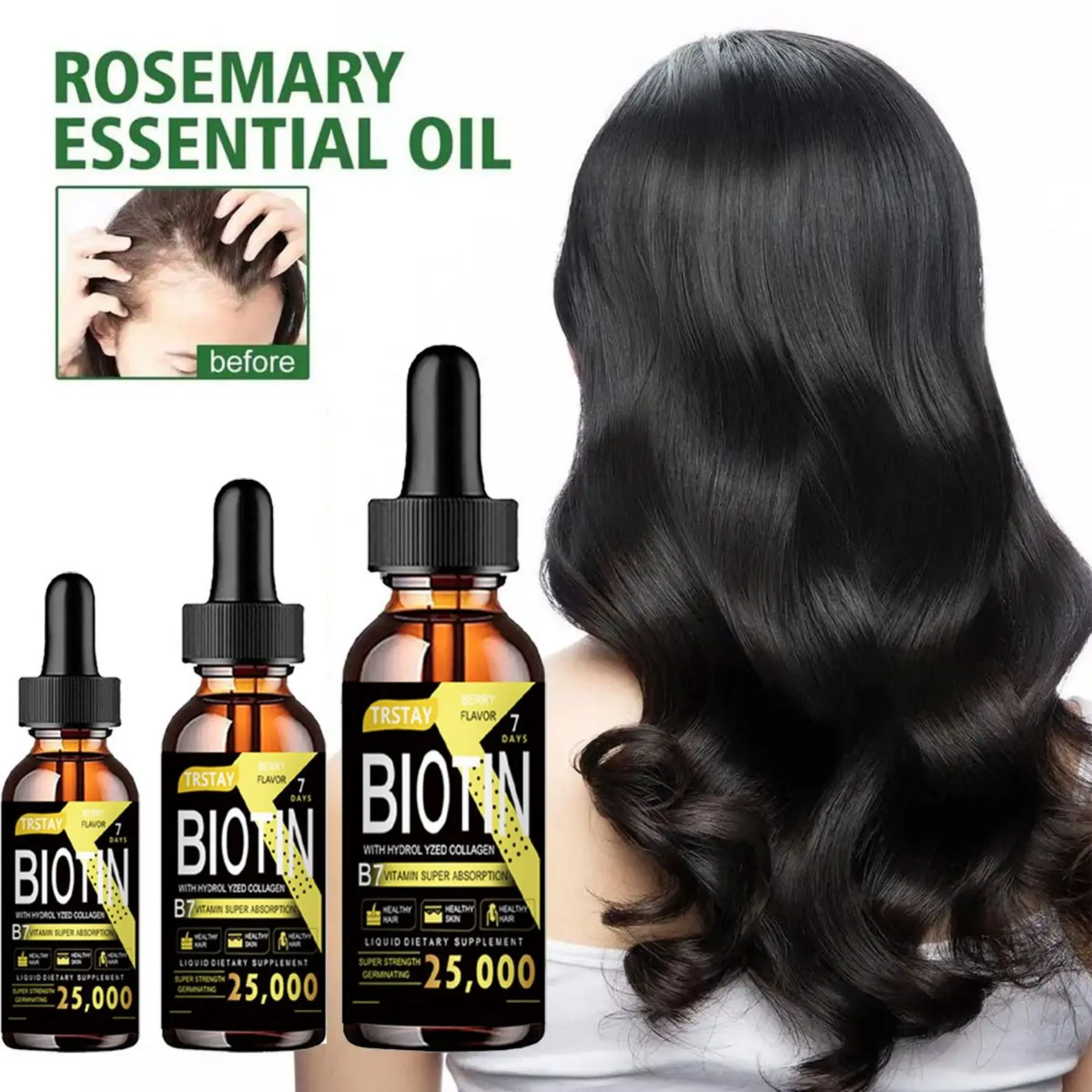 Hair Growth Essential Oil Strengthen Hair Roots Anti Loss Care for Men