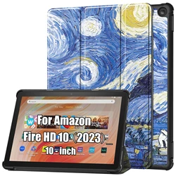 Sleek PU Leather Tablet Cover with Stand Function for Fire HD 10 (2023) (Starry Sky)