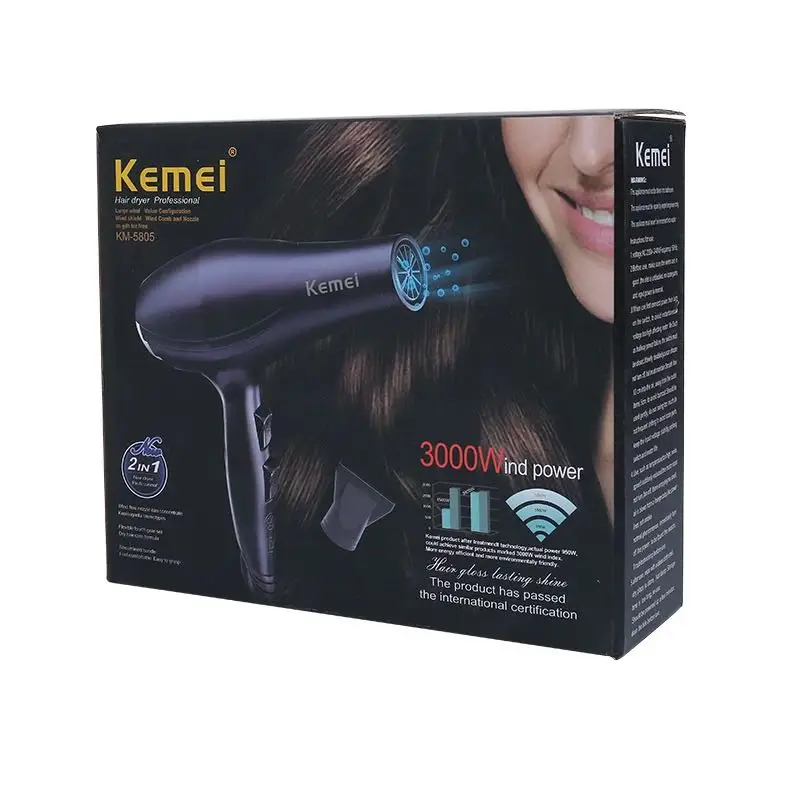 kemei hair dryer KM-5805 high quality EU plug 220 voltage big power hair dryer professional